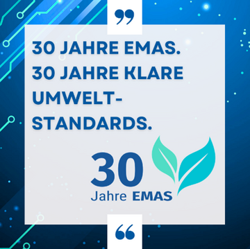 Plakat: 30 Jahre Emas - 30 Jahre Klare Umweltstandards